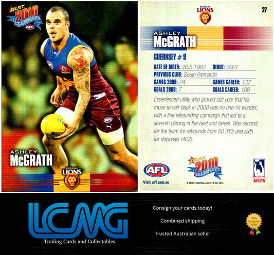 Card #  27 Ashley McGrath  2010 AFL Champions