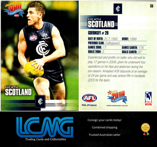 Card #  33 Heath Scotland  2010 AFL Champions