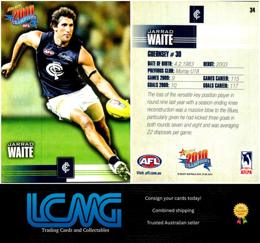Card #  34 Jarrad Waite  2010 AFL Champions