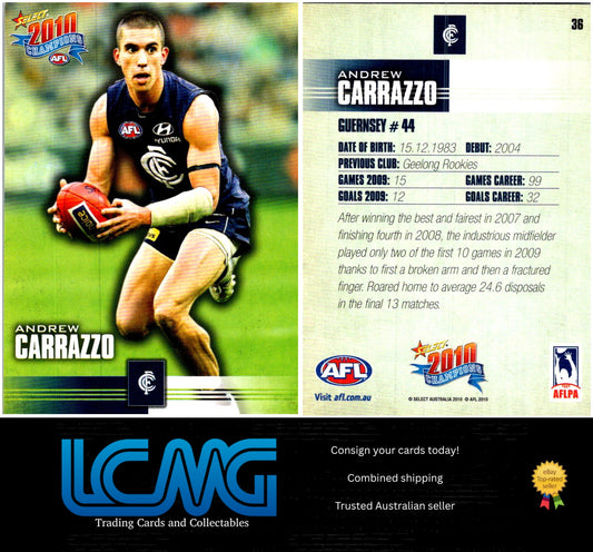 Card #  36 Andrew Carrazzo  2010 AFL Champions