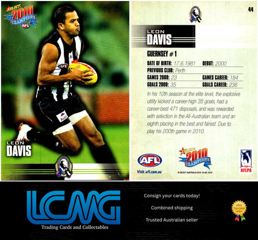 Card #  44 Leon Davis  2010 AFL Champions