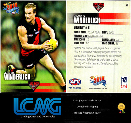 Card #  53 Jason Winderlich  2010 AFL Champions