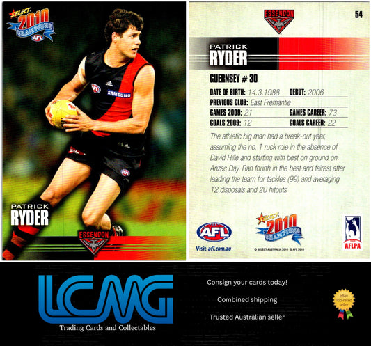 Card #  54 Patrick Ryder  2010 AFL Champions