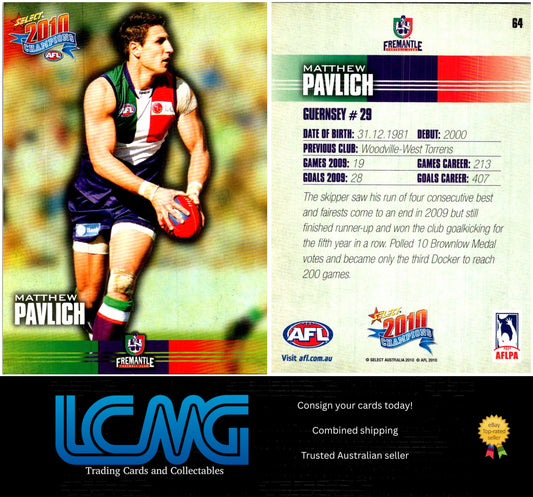 Card #  64 Matthew Pavlich  2010 AFL Champions