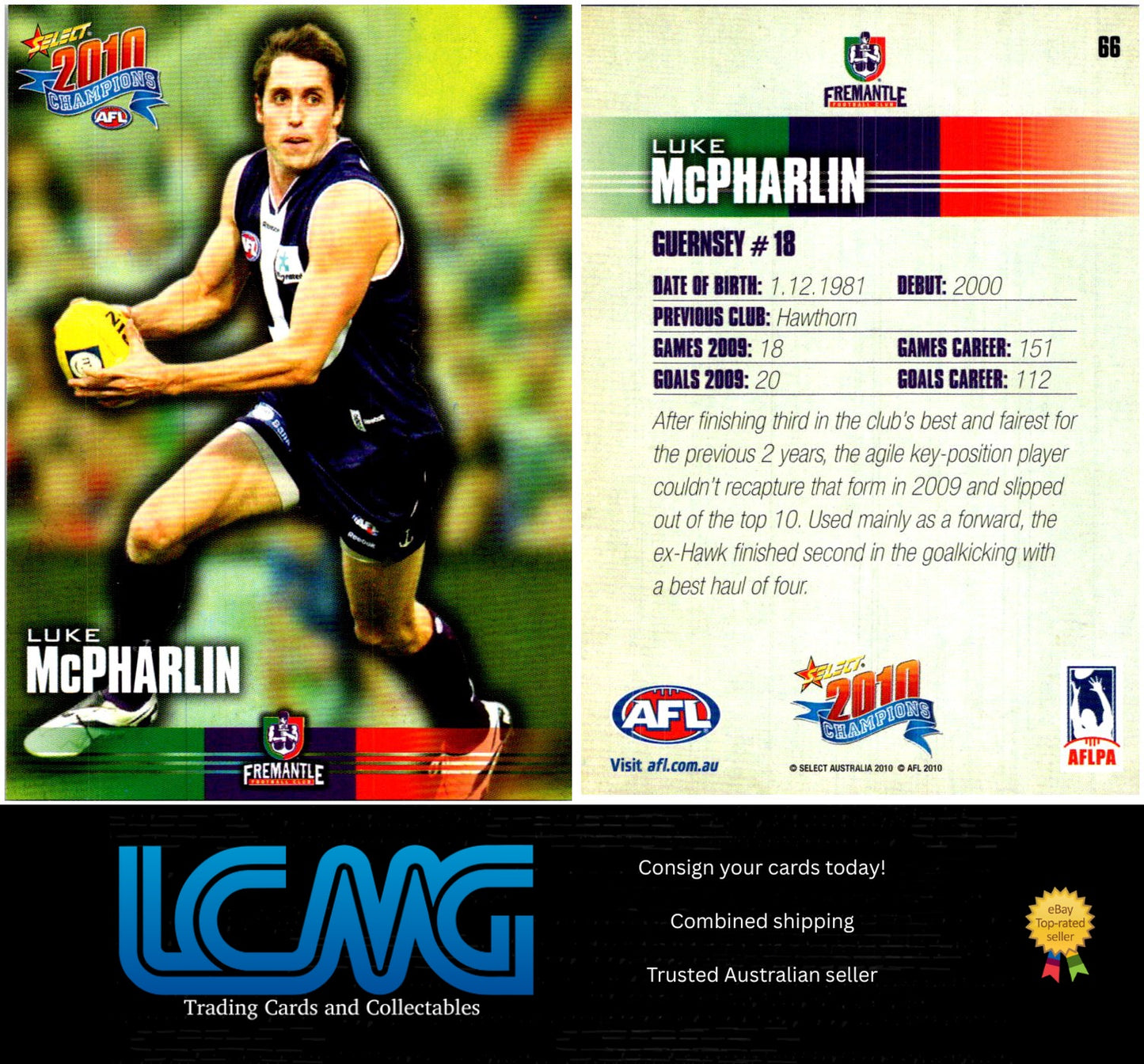 Card #  66 Luke McPharlin  2010 AFL Champions