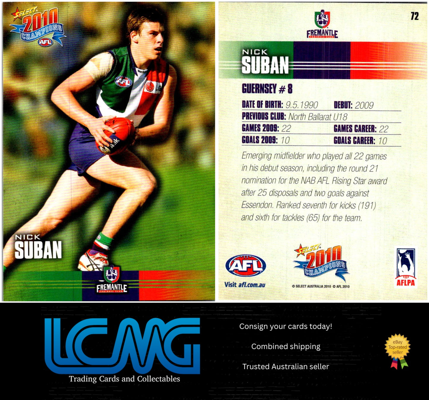 Card #  72 Nick Suban  2010 AFL Champions