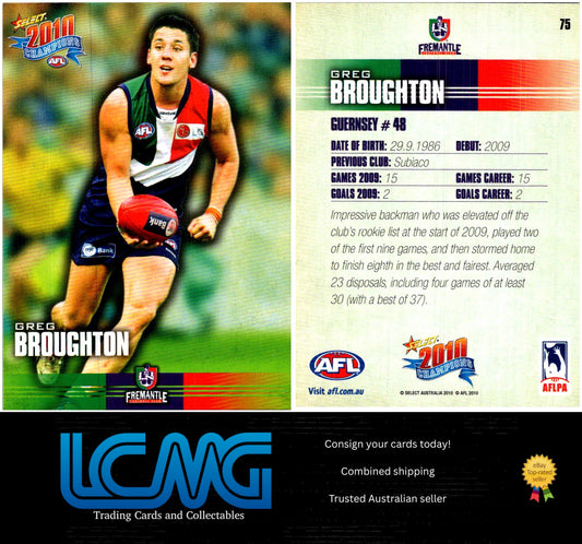 Card #  75 Greg Broughton  2010 AFL Champions