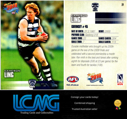 Card #  77 Cameron Ling  2010 AFL Champions