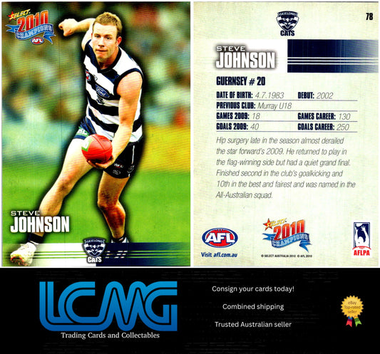 Card #  78 Steve Johnson  2010 AFL Champions