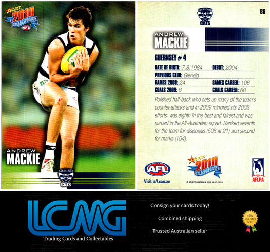 Card #  86 Andrew Mackie  2010 AFL Champions