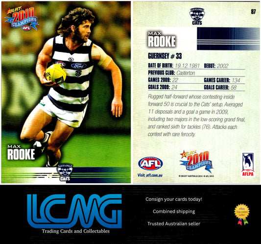 Card #  87 Max Rooke  2010 AFL Champions