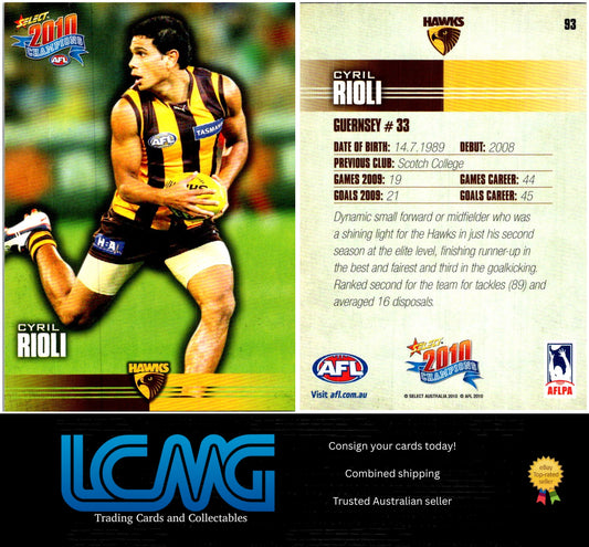 Card #  93 Cyril Rioli  2010 AFL Champions