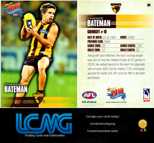 Card #  94 Chance Bateman  2010 AFL Champions