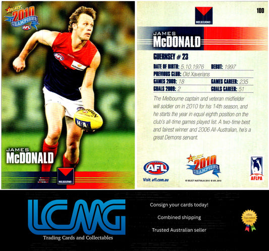 Card #  100 James McDonald  2010 AFL Champions