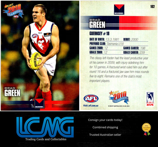 Card #  102 Brad Green  2010 AFL Champions