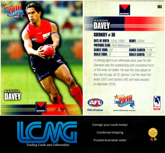 Card #  103 Aaron Davey  2010 AFL Champions