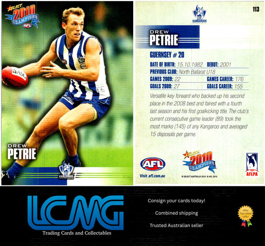 Card #  113 Drew Petrie  2010 AFL Champions