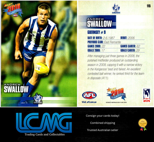 Card #  115 Andrew Swallow  2010 AFL Champions