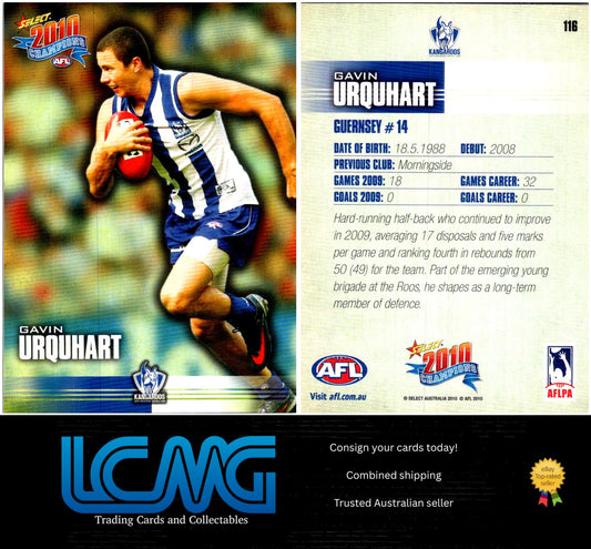 Card #  116 Gavin Urquhart  2010 AFL Champions