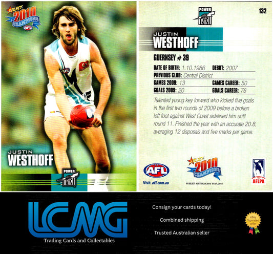 Card #  132 Justin Westhoff  2010 AFL Champions