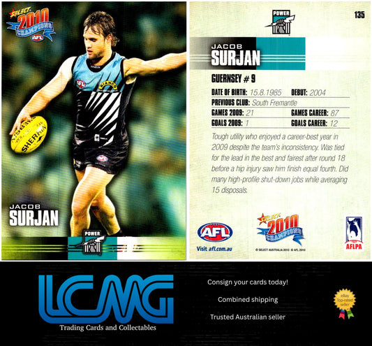 Card #  135 Jacob Surjan  2010 AFL Champions