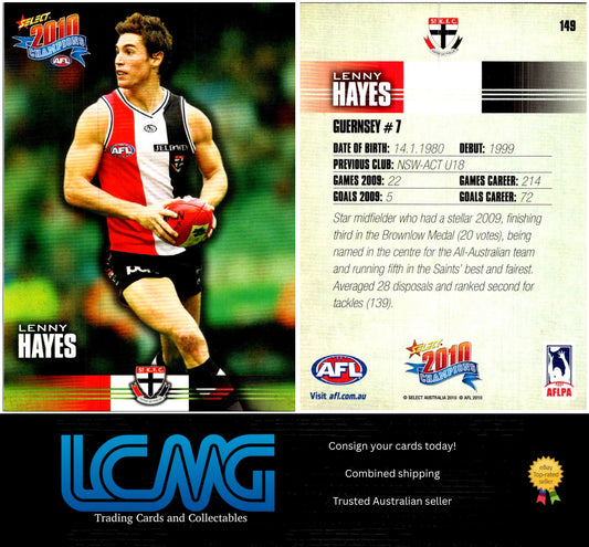 Card # 149 Lenny Hayes  2010 AFL Champions