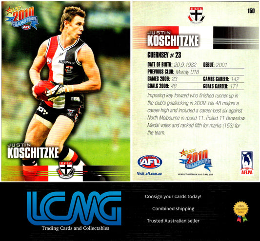 Card # 150 Justin Koschitzke  2010 AFL Champions
