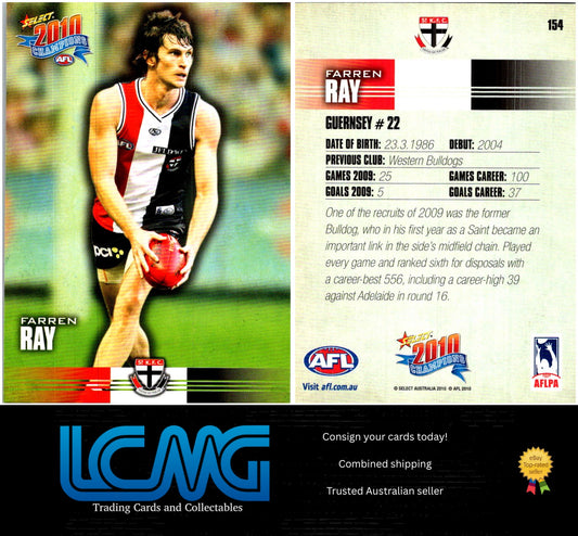 Card # 154 Farren Ray  2010 AFL Champions