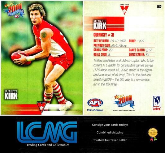 Card # 162 Brett Kirk  2010 AFL Champions