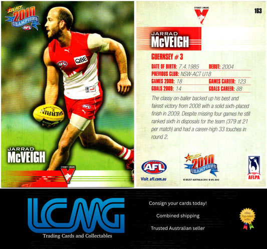 Card # 163 Jarrad McVeigh  2010 AFL Champions