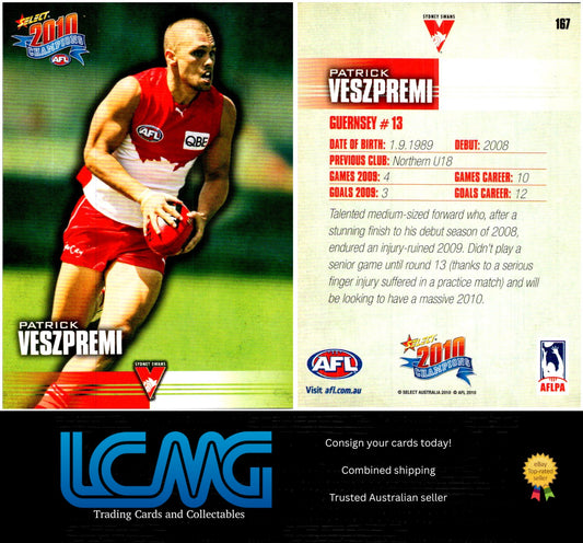 Card # 167 Patrick Veszpremi  2010 AFL Champions