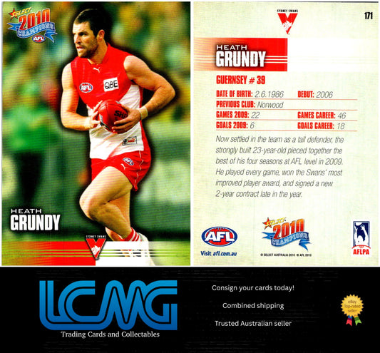 Card # 171 Heath Grundy  2010 AFL Champions