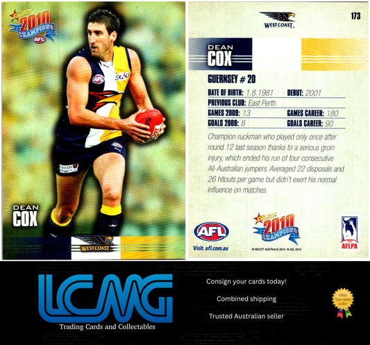 Card # 173 Dean Cox  2010 AFL Champions
