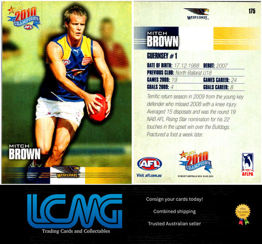 Card # 175 Mitch Brown  2010 AFL Champions