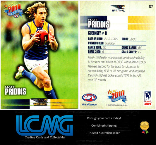 Card # 177 Matt Priddis  2010 AFL Champions