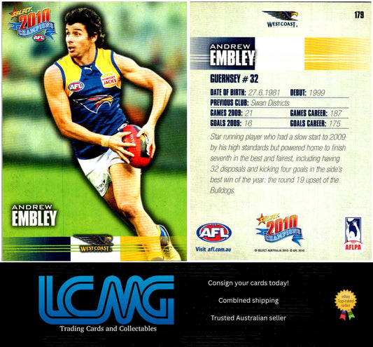Card # 179 Andrew Embley  2010 AFL Champions