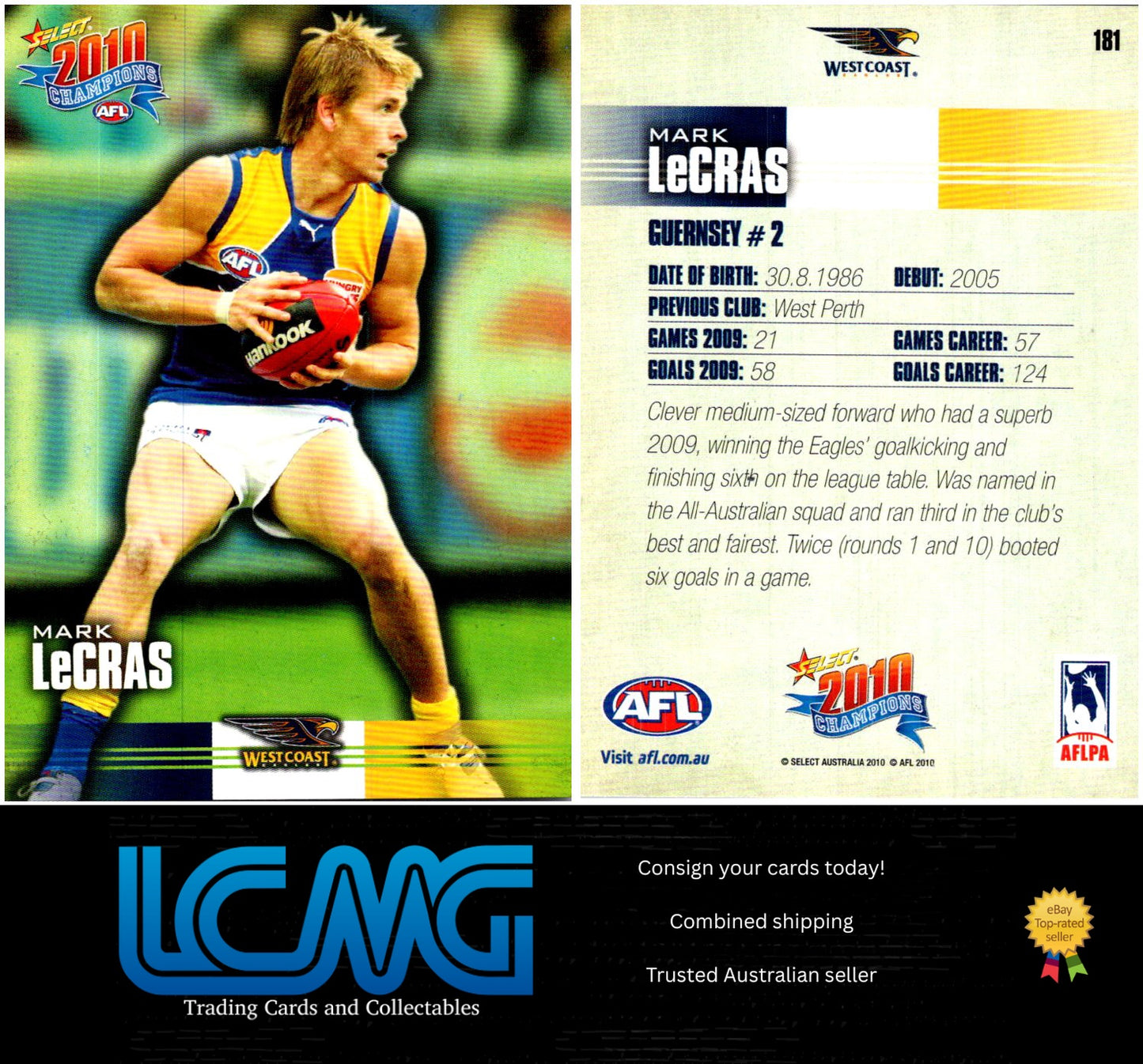 Card # 181 Mark LeCras  2010 AFL Champions