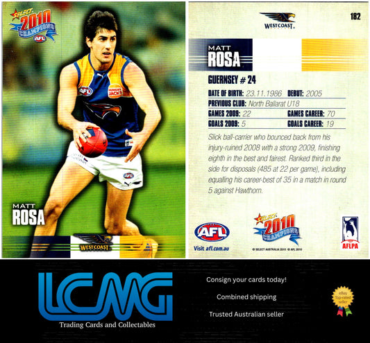 Card # 182 Matt Rosa  2010 AFL Champions