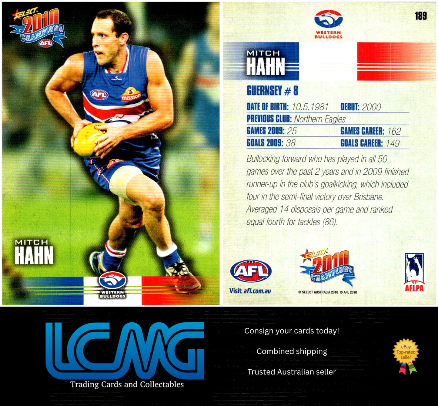 Card # 189 Mitch Hahn  2010 AFL Champions