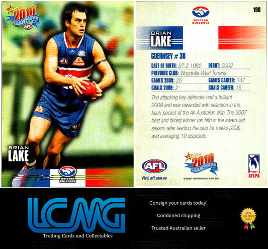 Card # 190 Brian Lake  2010 AFL Champions