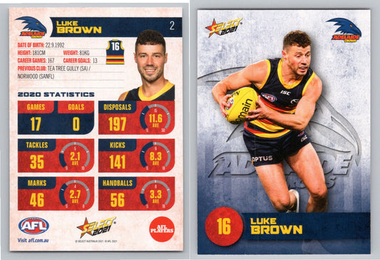 Card #  FS 2 L. BROWN AFL 2021 Footy Stars ADELAIDE CROWS