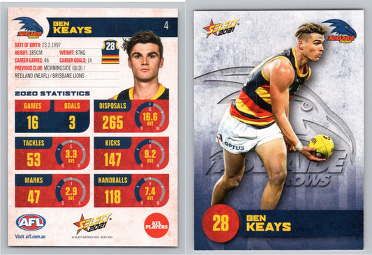 Card #  FS 4 B. KEAYS AFL 2021 Footy Stars ADELAIDE CROWS