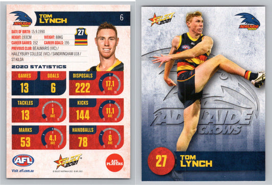 Card #  FS 6 T. LYNCH AFL 2021 Footy Stars ADELAIDE CROWS
