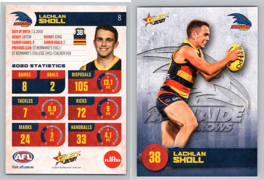 Card #  FS 8 L. SHOLL AFL 2021 Footy Stars ADELAIDE CROWS