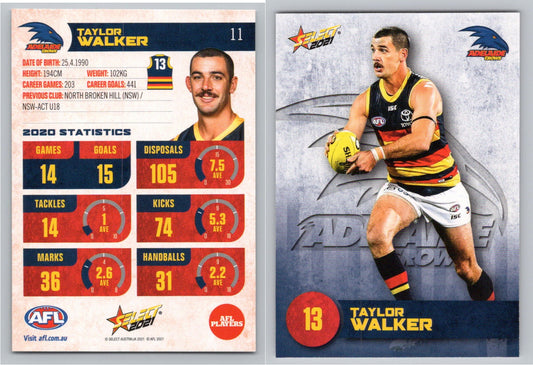 Card #  FS 11 T. WALKER AFL 2021 Footy Stars ADELAIDE CROWS