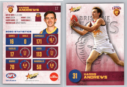 Card #  FS 12 H. ANDREWS AFL 2021 Footy Stars BRISBANE LIONS
