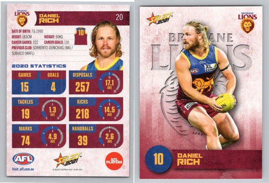 Card #  FS 20 D. RICH AFL 2021 Footy Stars BRISBANE LIONS