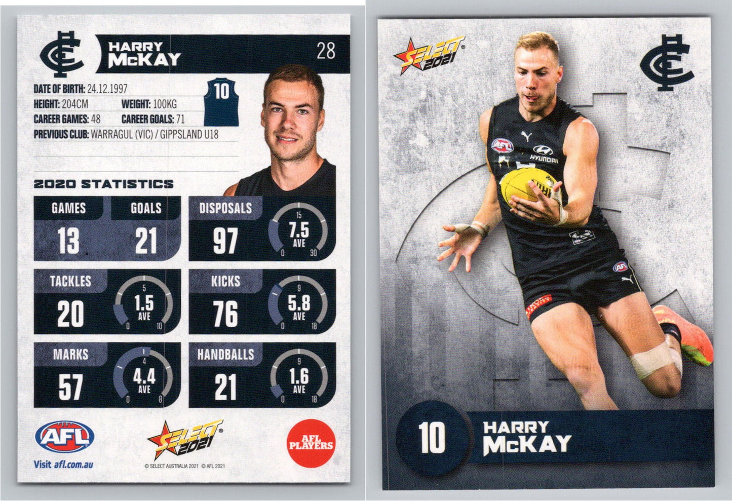 Card #  FS 28 H. McKAY AFL 2021 Footy Stars CARLTON