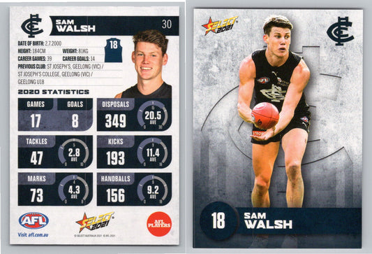 Card #  FS 30 S. WALSH AFL 2021 Footy Stars CARLTON