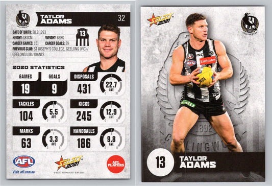 Card #  FS 32 T. ADAMS AFL 2021 Footy Stars COLLINGWOOD